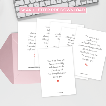 6 printbare valentijn songtekst kaarten